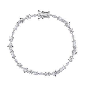 Lustro Stella Finest CZ Mixed Shapes 8" Bracelet in Rhodium Over Sterling Silver